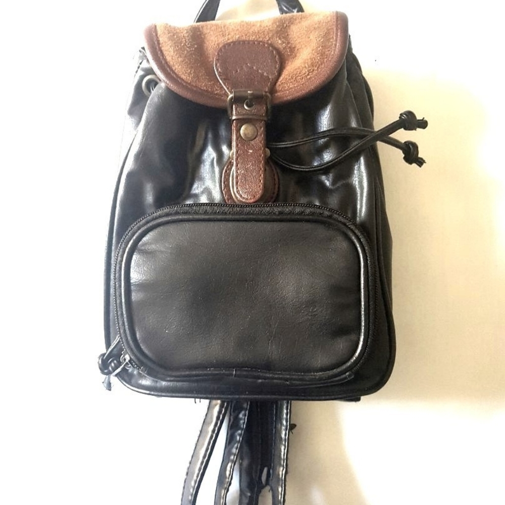 Vintage Black Brown Mini Backpack